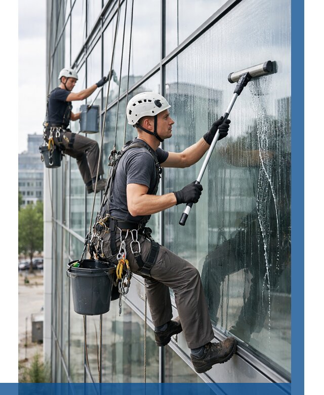 Мойка витражей альпинистами в Анжере-Судженске от 718 р. под ключ|ВЫСОТНИК-Нжр