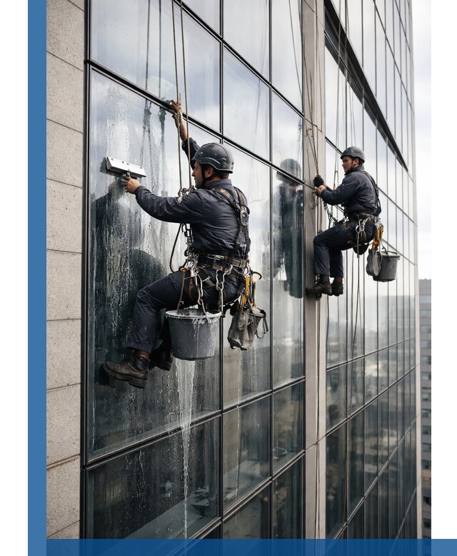 Профессиональная мойка стеклянных фасадов зданий в Анжере-Судженске