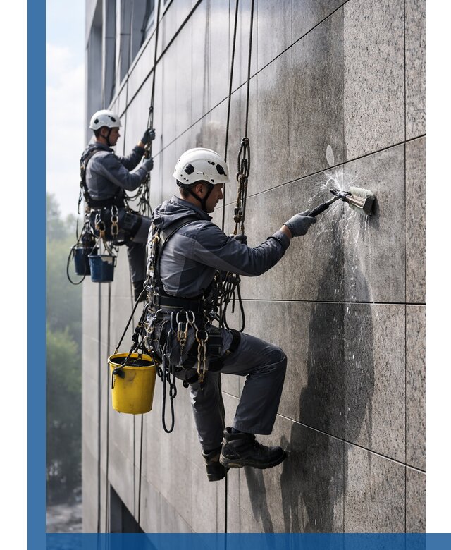 Профессиональная мойка фасада из керамогранита в Анжере-Судженске