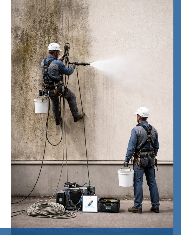 Очистка фасада от плесени в Анжере-Судженске от 308 р. | ВЫСОТНИК-Нжр