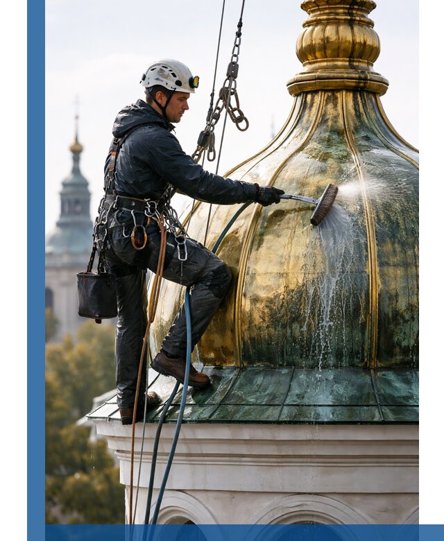 Профессиональная мойка куполов и шпилей высотными альпинистами в Анжере-Судженске