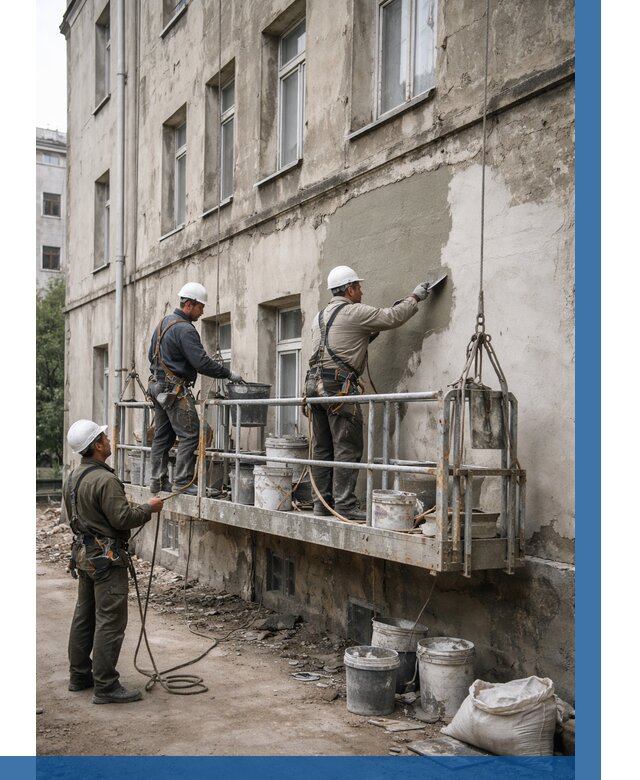 Капитальный ремонт фасада в Анжере-Судженске от 4308 р. | ВЫСОТНИК-Нжр