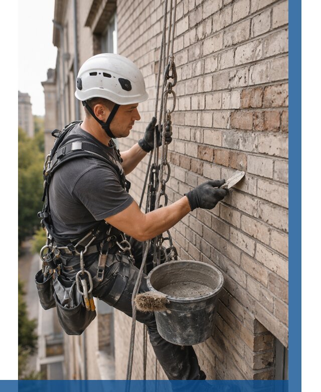 Ремонт кирпичной кладки фасада в Анжере-Судженске от 1846 р. | ВЫСОТНИК-Нжр