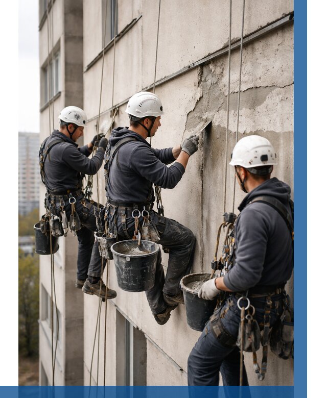 Ремонт бетонных элементов фасада в Анжере-Судженске от 2564 р. | ВЫСОТНИК-Нжр