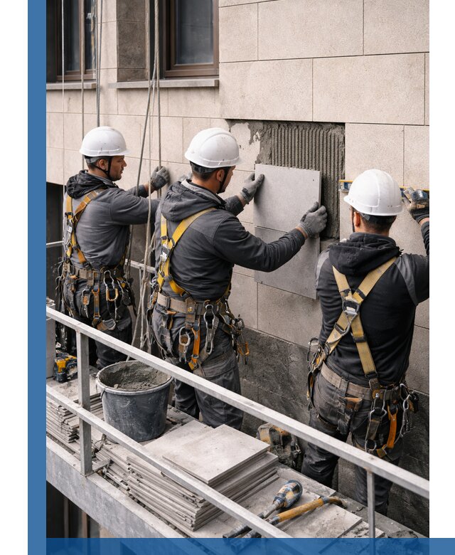 Ремонт облицовки фасада плиткой в Анжере-Судженске с гарантией