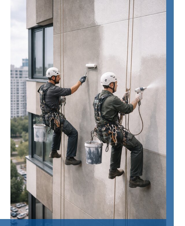 Покраска фасада альпинистами в Анжере-Судженске от 308 р. | ВЫСОТНИК-Нжр