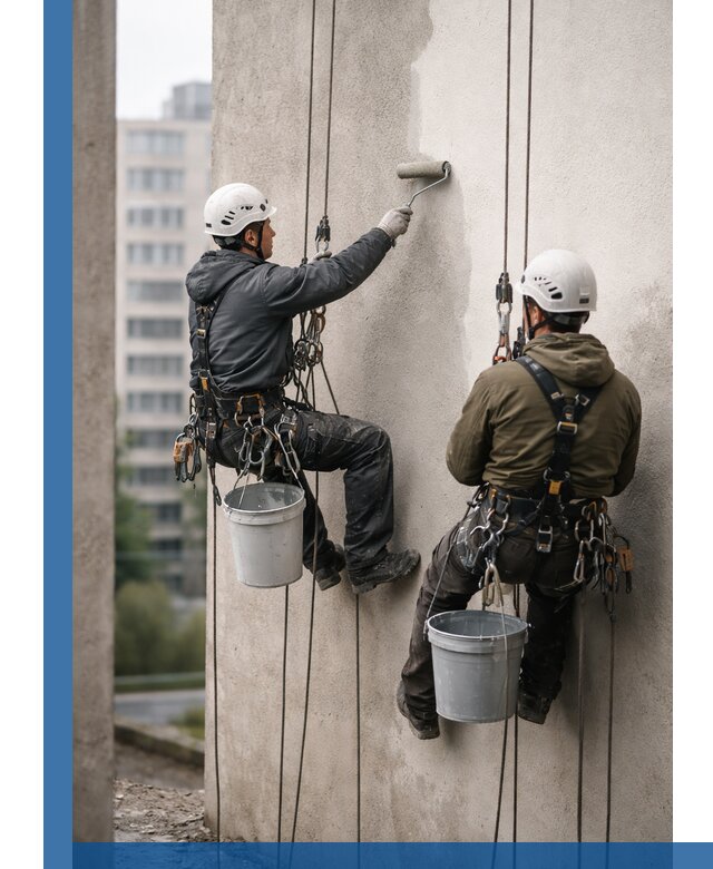 Покраска фасадов высотными альпинистами в Анжере-Судженске с гарантией