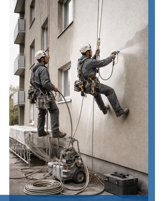 Безвоздушная покраска фасада в Анжере-Судженске от 226 р/м² | ВЫСОТНИК-Нжр