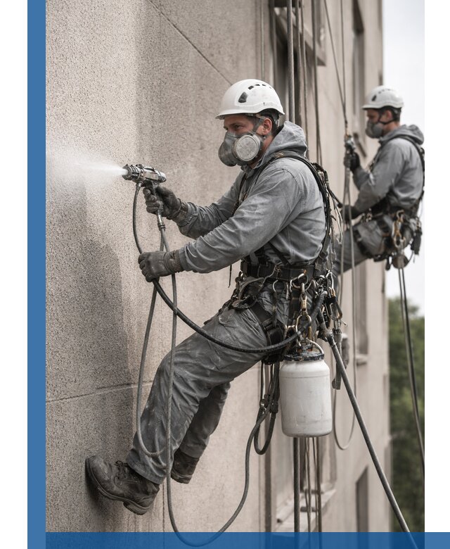 Безвоздушная покраска фасадов зданий в Анжере-Судженске профессионально