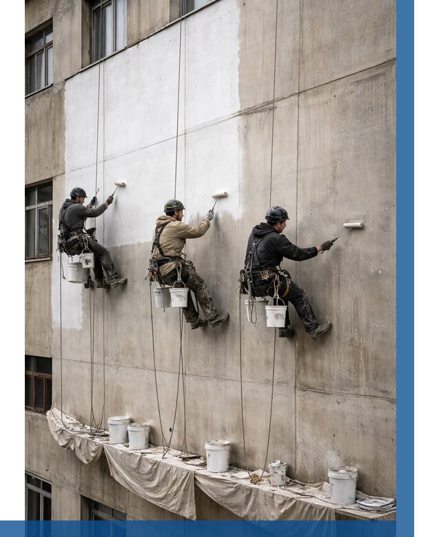 Покраска бетонного фасада в Анжере-Судженске от 359 р за м2 | ВЫСОТНИК-Нжр