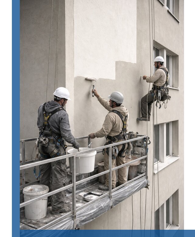 Покраска оштукатуренного фасада в Анжере-Судженске под ключ с гарантией