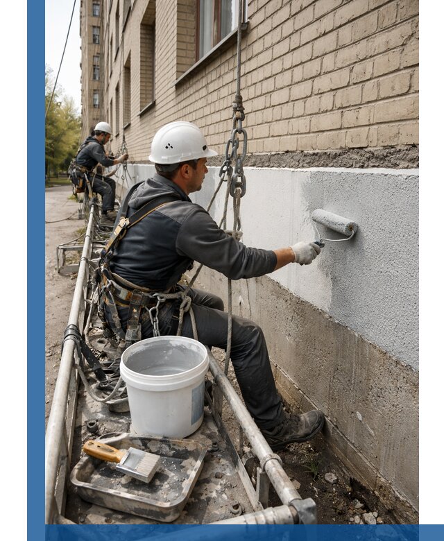 Окраска цоколя здания в Анжере-Судженске профессионально и надежно