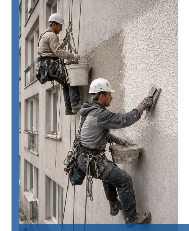 Нанесение декоративной штукатурки короед на фасад в Анжере-Судженске