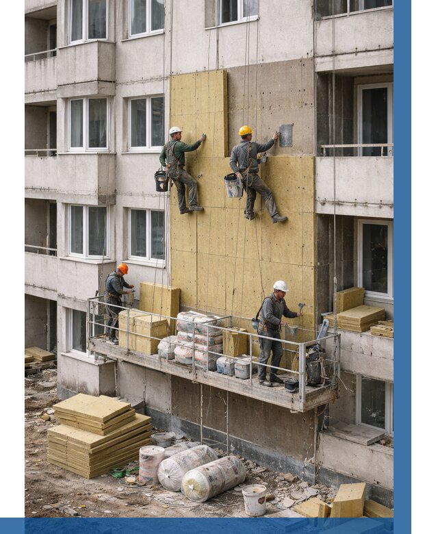 Утепление фасада минватой в Анжере-Судженске от 1539 р. | ВЫСОТНИК-Нжр