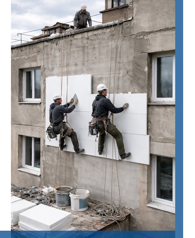 Утепление фасада пенополистиролом в Анжере-Судженске от 1846 р. | ВЫСОТНИК-Нжр