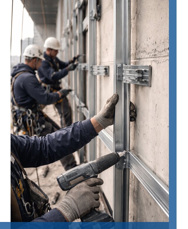 Монтаж подсистемы вентфасада в Анжере-Судженске от 872 р. | ВЫСОТНИК-Нжр