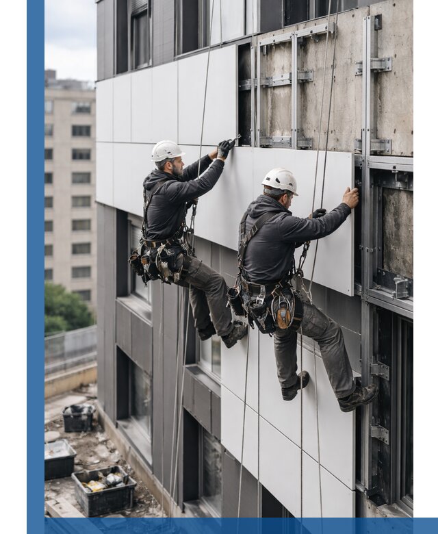 Монтаж композитных панелей фасада в Анжере-Судженске под ключ