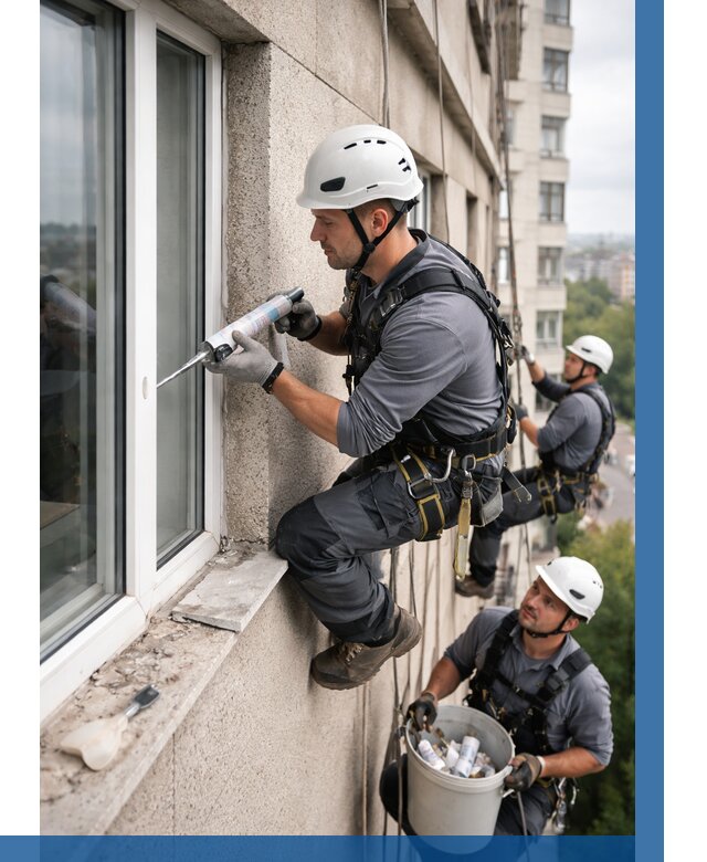 Герметизация оконных швов снаружи в Анжере-Судженске от 1539 р. | ВЫСОТНИК-Нжр