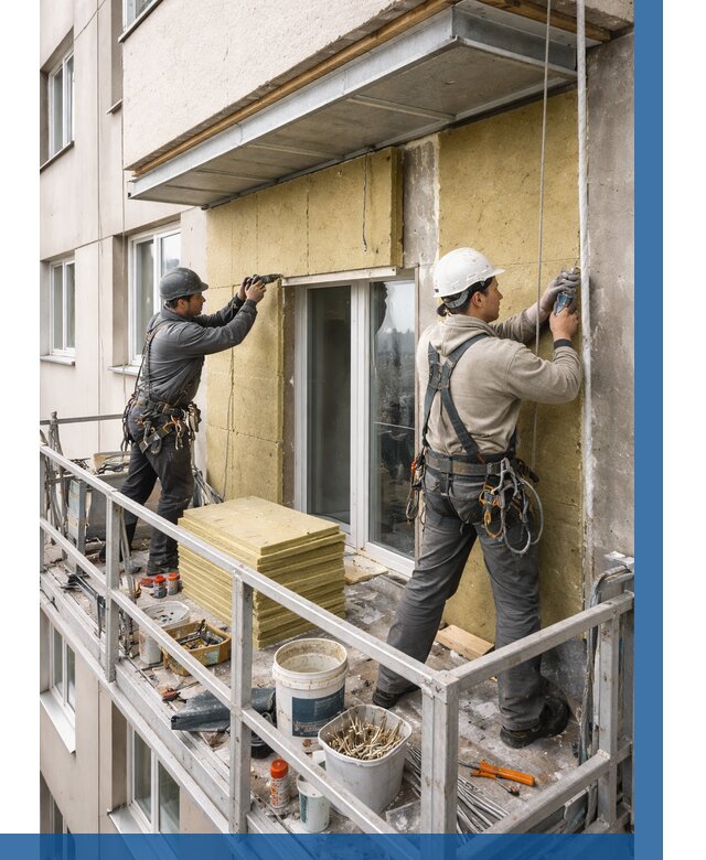 Утепление балкона снаружи в Анжере-Судженске от 1641 р. под ключ ВЫСОТНИК-Нжр