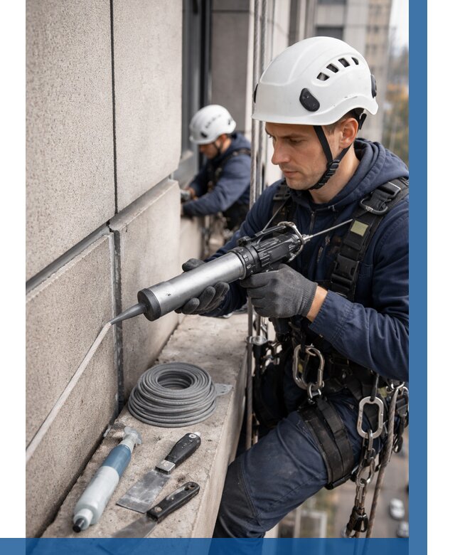 Герметизация деформационных швов фасада в Анжере-Судженске от 718 | ВЫСОТНИК-Нжр