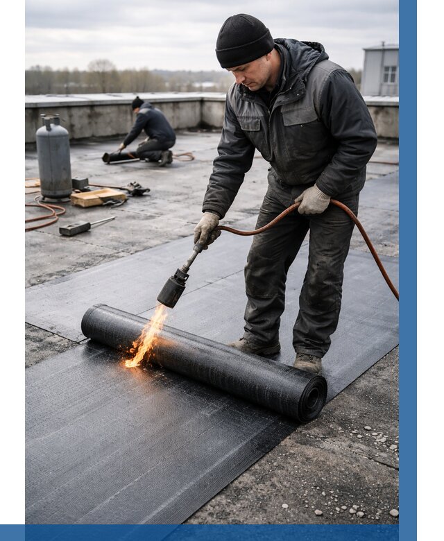 Ремонт наплавляемой кровли в Анжере-Судженске от 718 р. | ВЫСОТНИК-Нжр