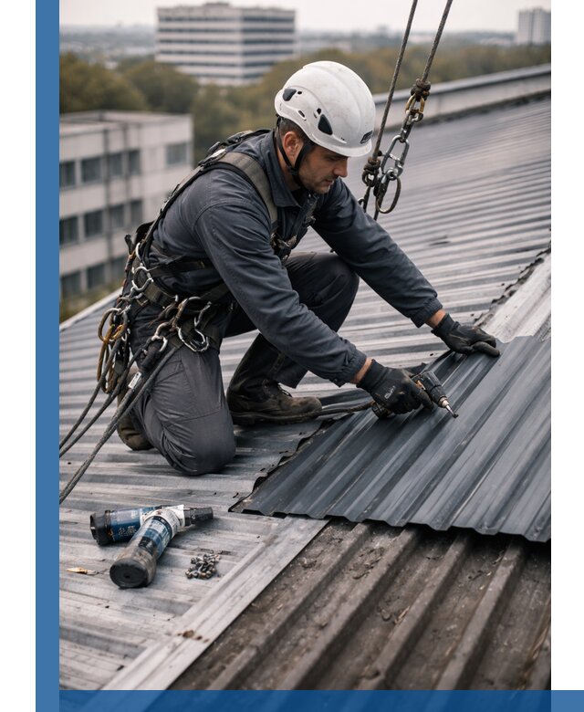 Ремонт профнастила на кровле в Анжере-Судженске, работы под ключ