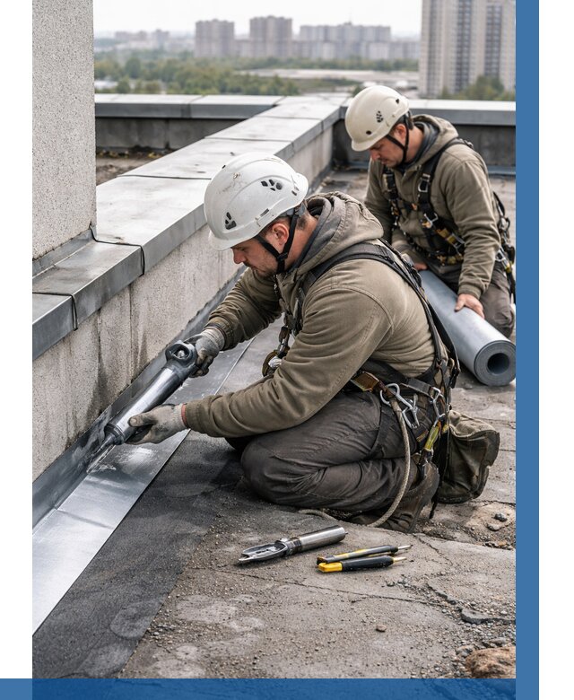 Ремонт кровельных примыканий в Анжере-Судженске от 1231 р. | ВЫСОТНИК-Нжр