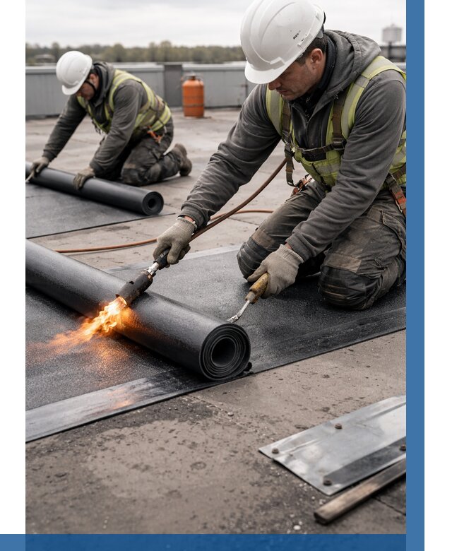 Монтаж наплавляемой кровли в Анжере-Судженске от 872 р. — ВЫСОТНИК-Нжр