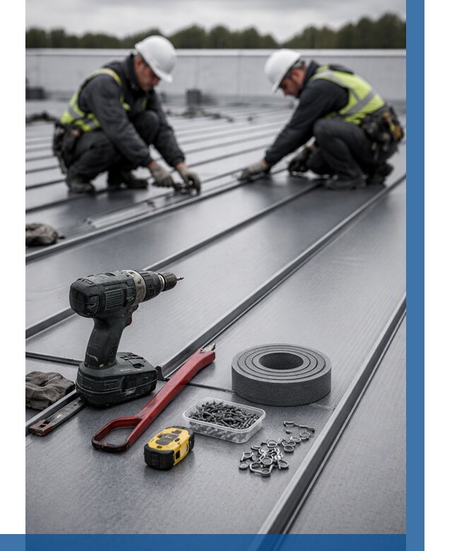 Монтаж фальцевой кровли в Анжере-Судженске от 1846 р. | ВЫСОТНИК-Нжр