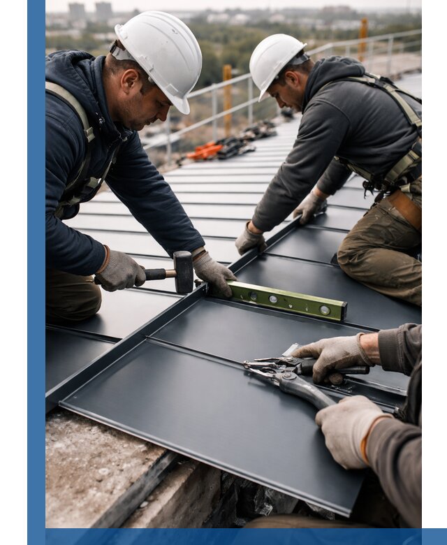 Монтаж фальцевой кровли в Анжере-Судженске для промышленных зданий