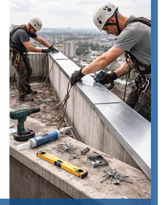 Монтаж парапетных крышек в Анжере-Судженске от 821 р. | ВЫСОТНИК-Нжр