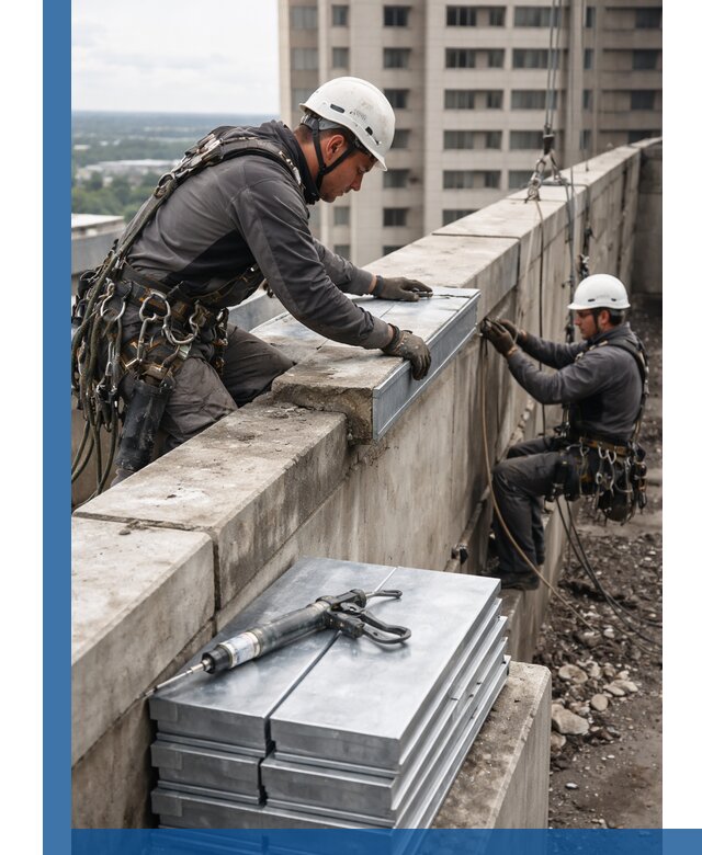 Замена парапетных крышек и установка новых в Анжере-Судженске