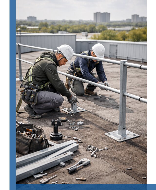 Монтаж кровельного ограждения в Анжере-Судженске под ключ с гарантией