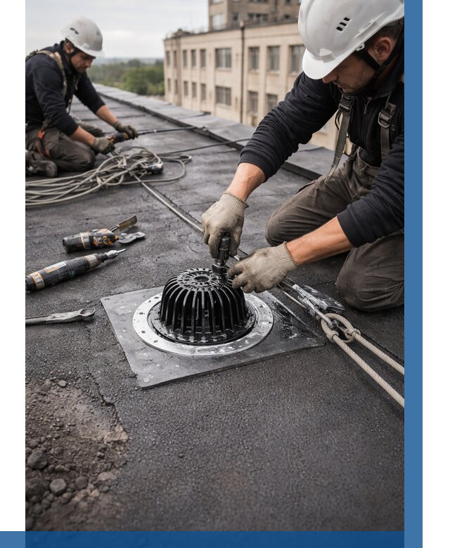 Установка водосточных воронок в Анжере-Судженске цена от 3590 р. | ВЫСОТНИК-Нжр