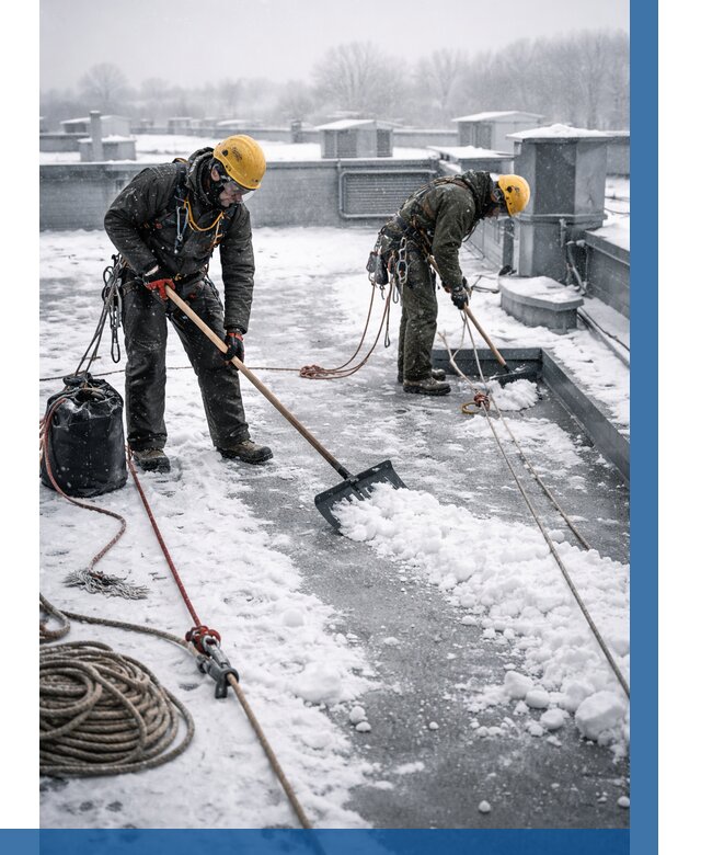 Очистка крыши от снега в Анжере-Судженске от 7693 р. | ВЫСОТНИК-Нжр