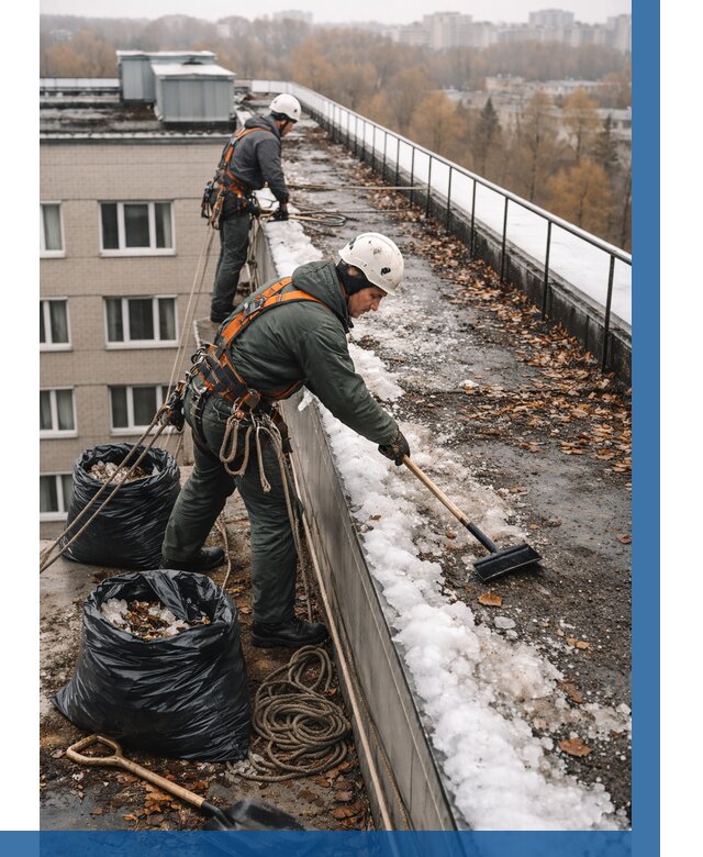 Очистка кровли по периметру в Анжере-Судженске от 564 р. | ВЫСОТНИК-Нжр