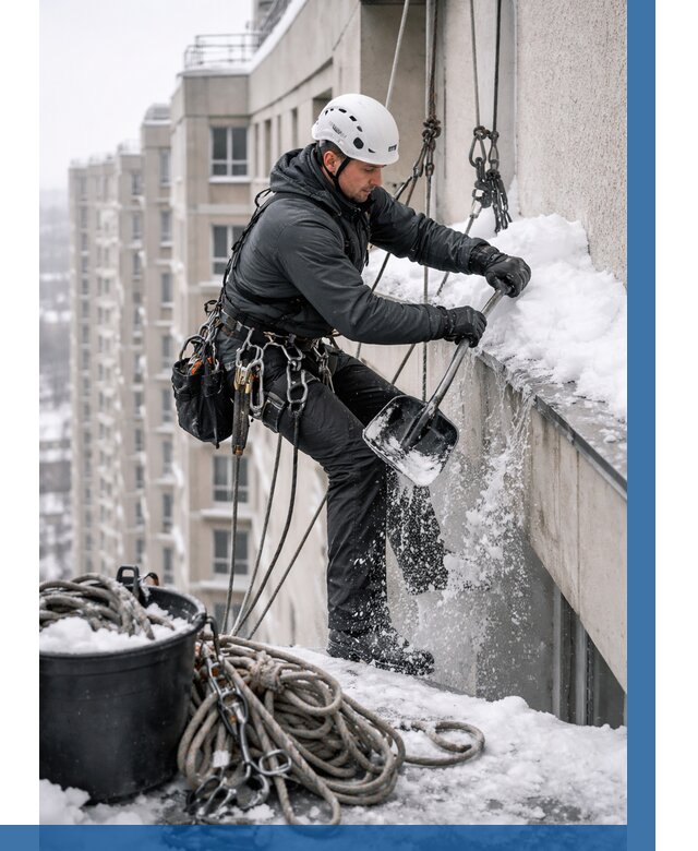 Очистка карнизов от снега в Анжере-Судженске от 308 р. | ВЫСОТНИК-Нжр