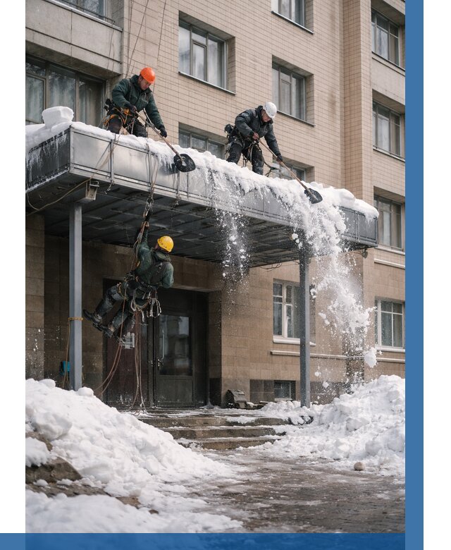 Очистка козырьков от снега в Анжере-Судженске от 3590 р. | ВЫСОТНИК-Нжр