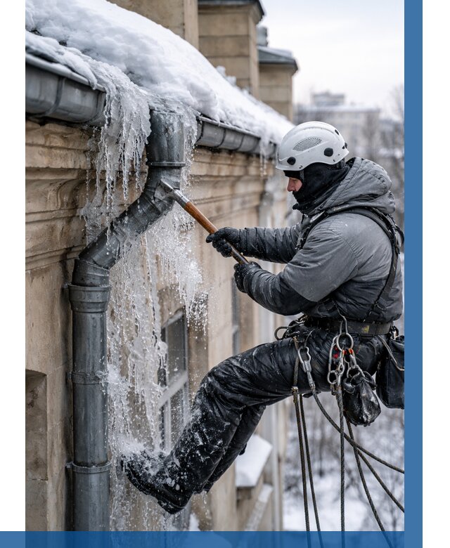 Очистка водостоков от льда в Анжере-Судженске от 3590 р. | ВЫСОТНИК-Нжр
