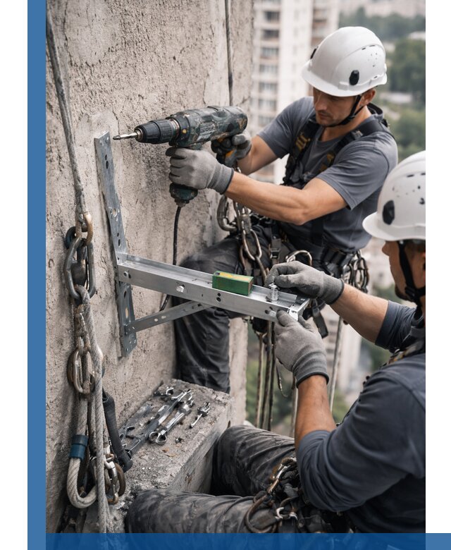Установка кронштейнов кондиционера и крепежа в Анжере-Судженске