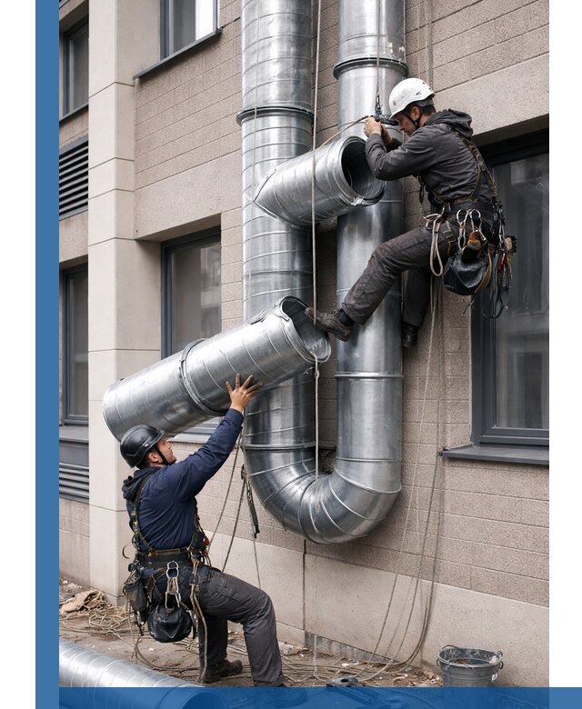 Монтаж фасадных воздуховодов в Анжере-Судженске с герметизацией и крепежом