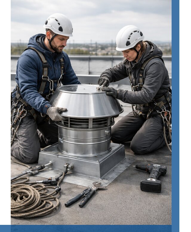 Установка дефлекторов на кровле в Анжере-Судженске от 4616 р. | ВЫСОТНИК-Нжр