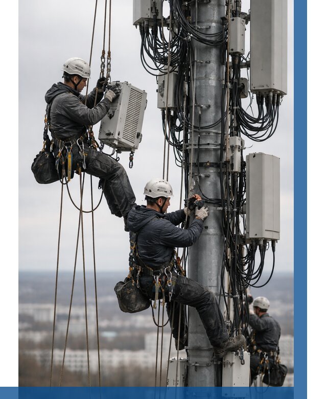 Монтаж оборудования связи на мачте в Анжере-Судженске от 7693 р. | ВЫСОТНИК-Нжр