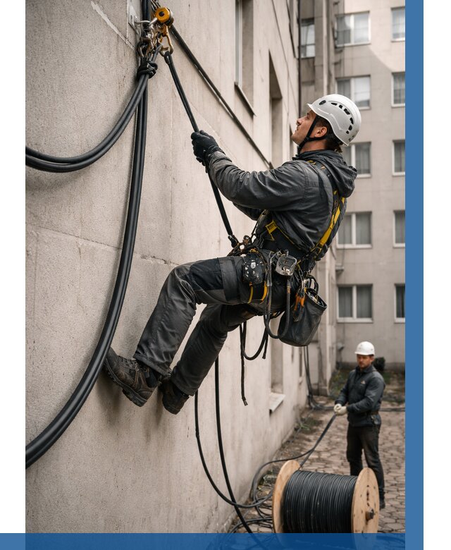 Протяжка кабеля питания на высоте в Анжере-Судженске от 462 р. | ВЫСОТНИК-Нжр