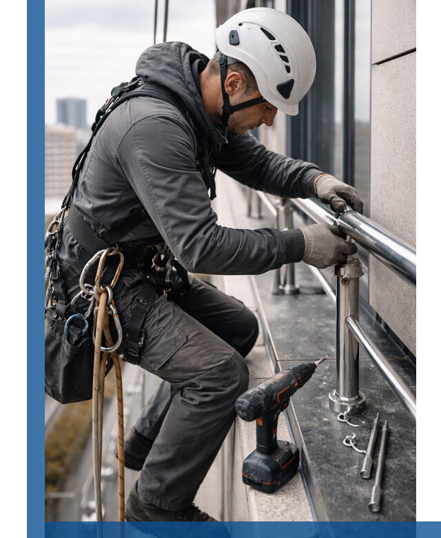 Монтаж ограждений на высоте в Анжере-Судженске для зданий и конструкций