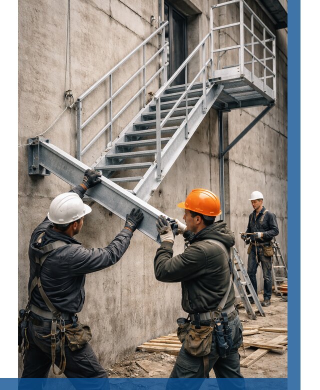 Монтаж металлических лестниц в Анжере-Судженске от 15386 р. | ВЫСОТНИК-Нжр