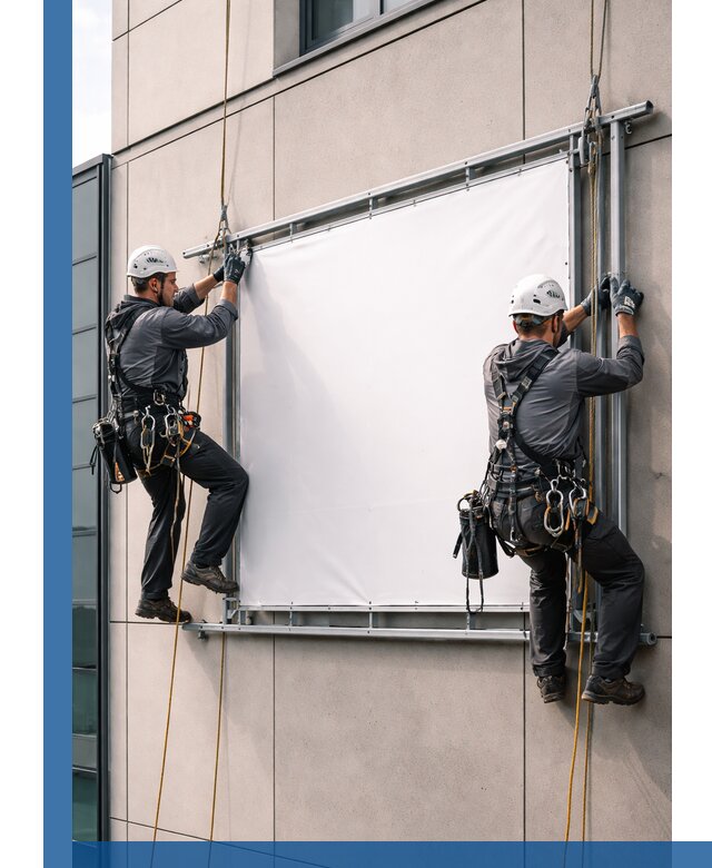 Монтаж наружной рекламной вывески в Анжере-Судженске под ключ