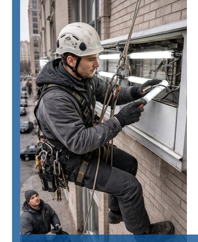 Профессиональная замена ламп в наружной вывеске в Анжере-Судженске