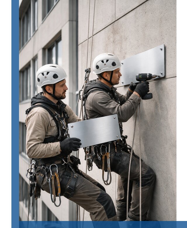 Монтаж табличек и указателей в Анжере-Судженске для зданий и сооружений