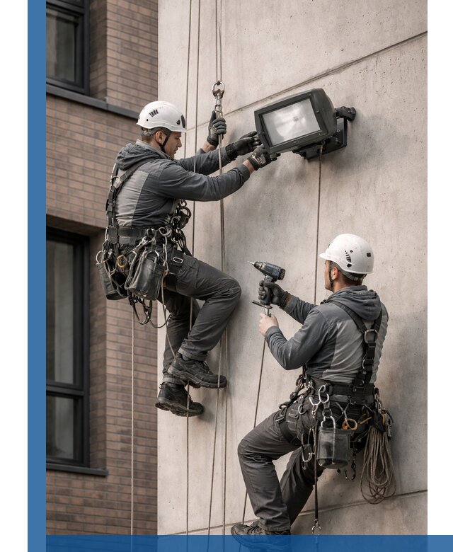 Профессиональный монтаж фасадных прожекторов в Анжере-Судженске под ключ